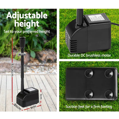 Gardeon Solar Pond Pump Submersible Water Fountain with Battery Kit LED Lights 6.6FT - Mekamart Australia