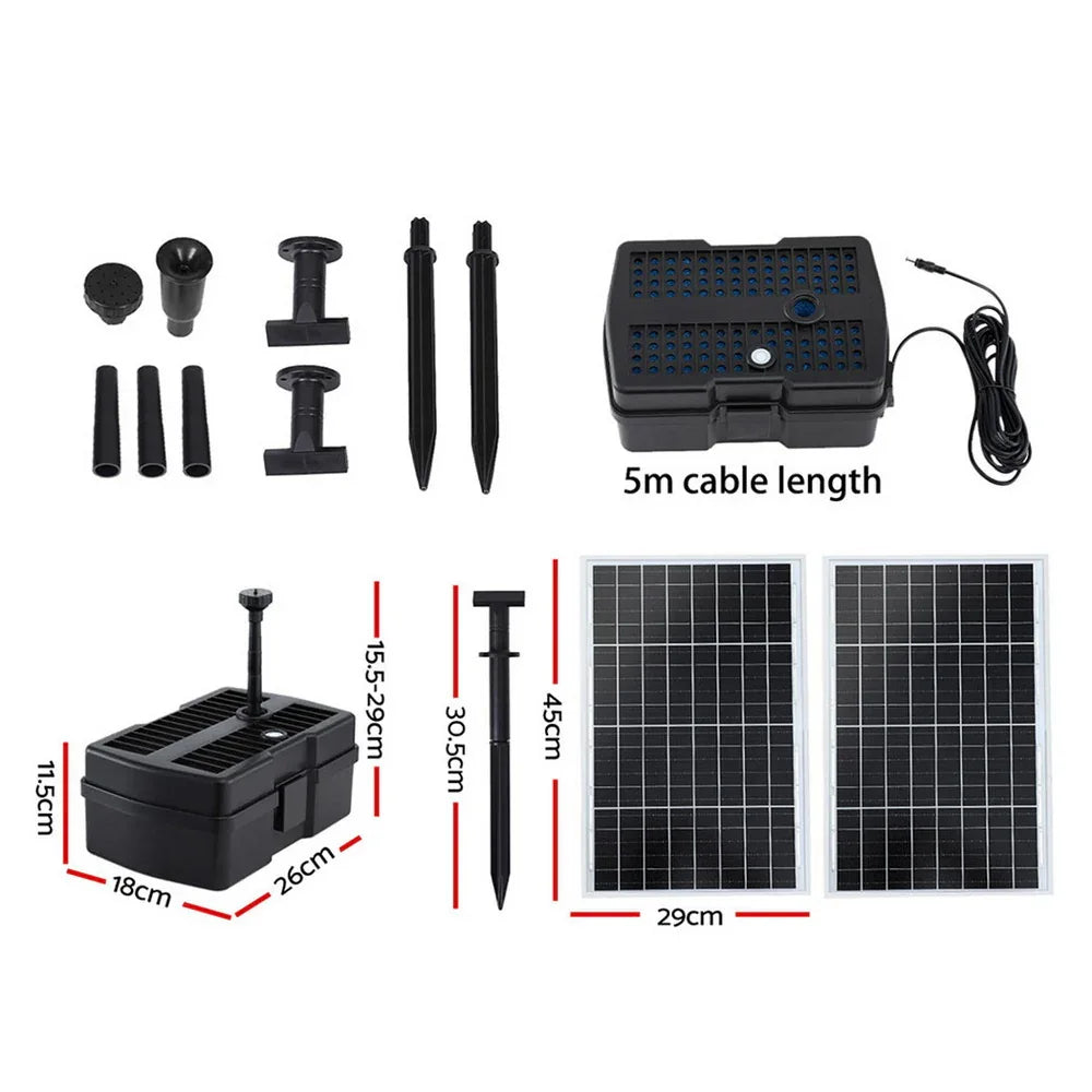 Gardeon Solar Submersible Water Pond Fountain Pump with Filter Box 6FT 1190L/H - Mekamart Australia