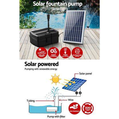 Gardeon Solar Pond Pump Water Fountain Filter Box Submersible Outdoor Pool 6.6FT - Mekamart Australia