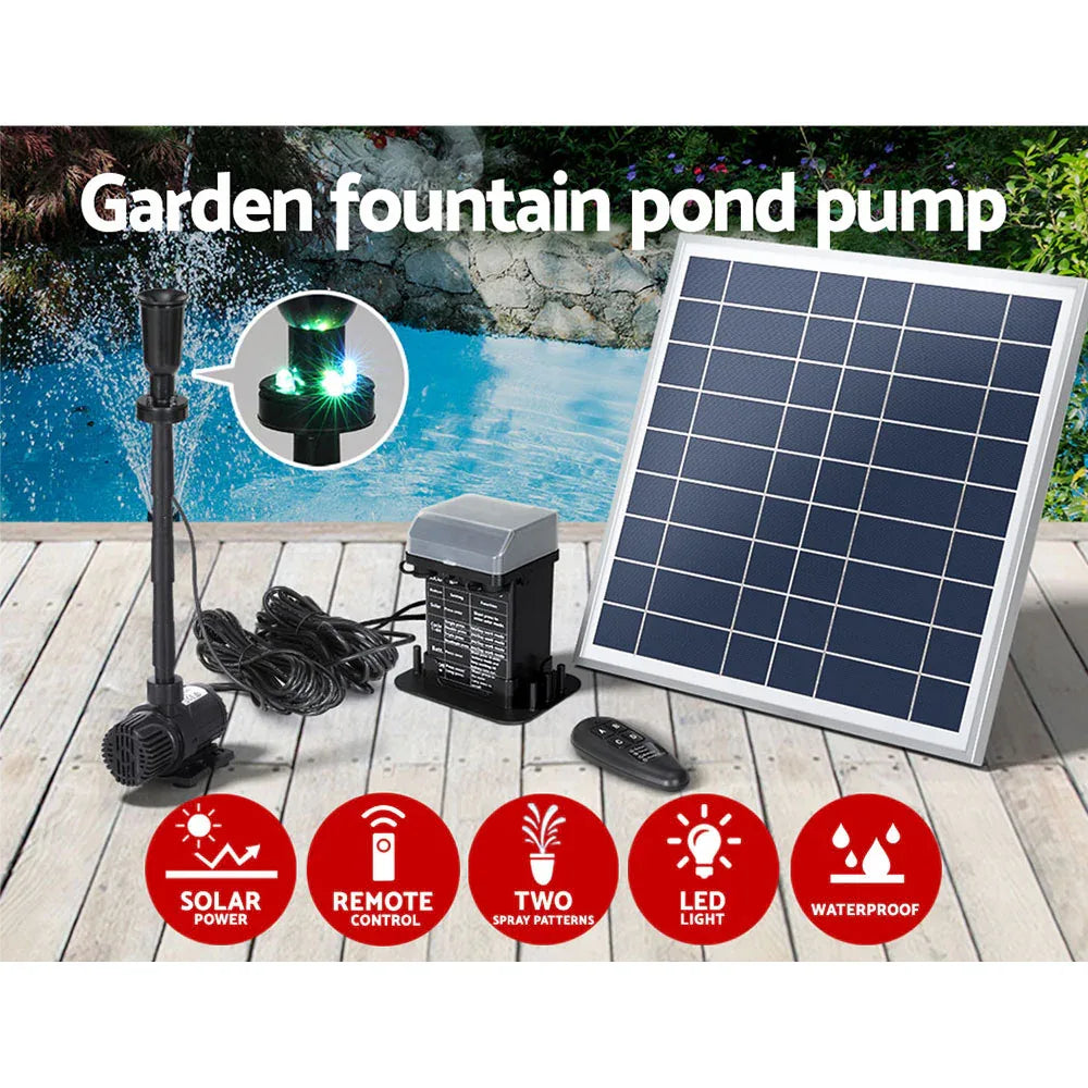 Gardeon Solar Pond Pump with Battery Kit LED Lights 9.8FT - Mekamart Australia