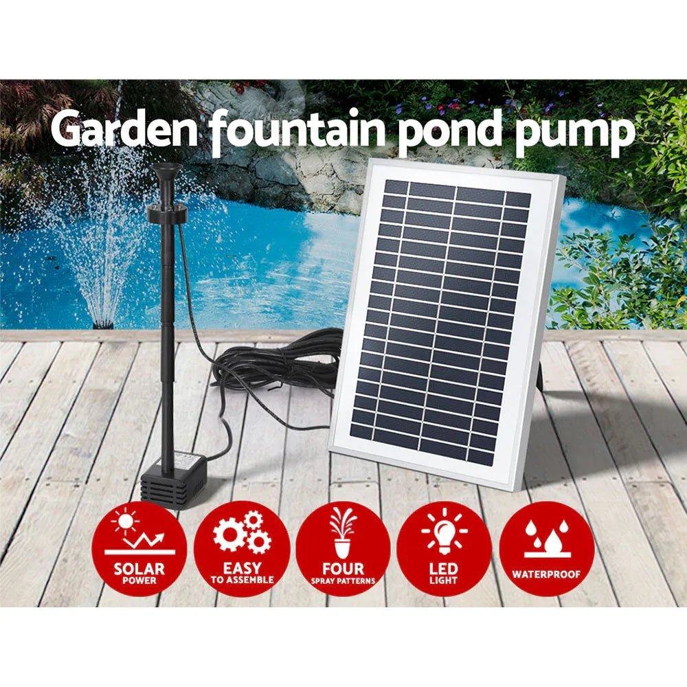 Gardeon Solar Pond Pump Submersible Water Fountain with Battery LED Lights 4.4FT - Mekamart Australia