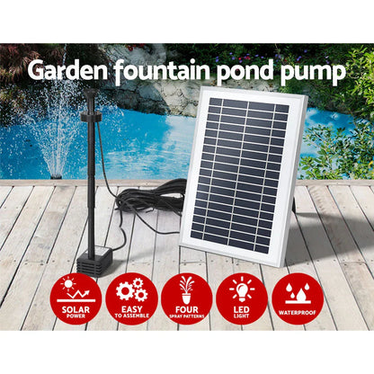 Gardeon Solar Pond Pump Submersible Water Fountain with Battery LED Lights 4.4FT - Mekamart Australia