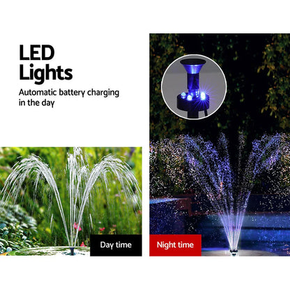 Gardeon Solar Pond Pump Submersible Water Fountain with Battery LED Lights 4.4FT - Mekamart Australia