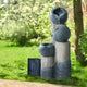 Gardeon Solar Water Feature Cascading Fountain 3-Tier Pot LED Lights 76CM Grey - Mekamart Australia