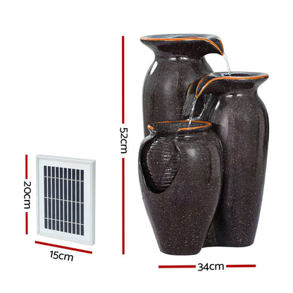 Gardeon Solar Fountain Water Fountain Feature Cascading Fountain LED Lights 76CM Grey - Mekamart Australia