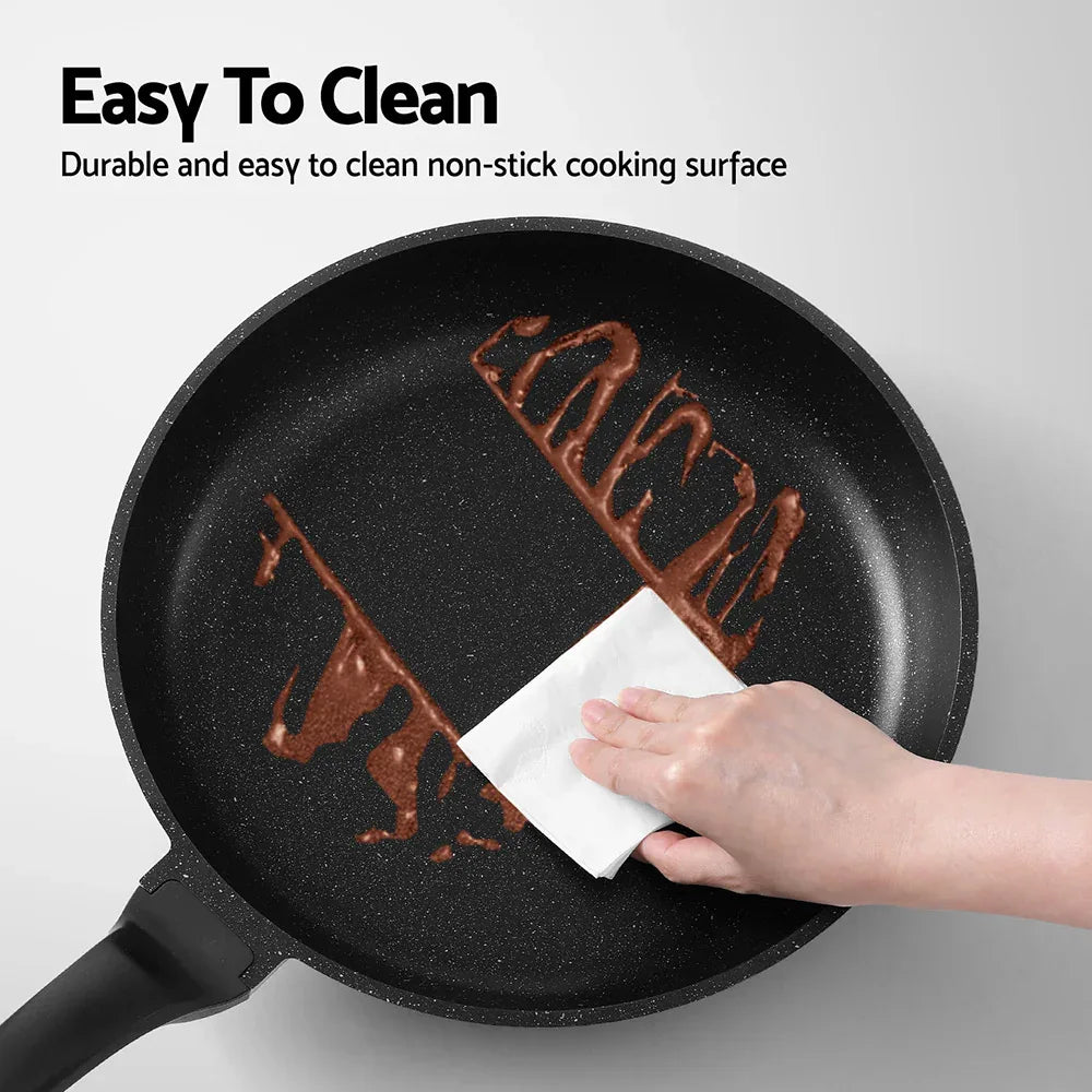 5-Star Chef Non Stick Frying Pan Cast Aluminium Steak Skillet BBQ Cookware 30cm - Mekamart Australia