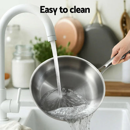5-star Chef Frying Pan Stainless Steel Uncoated Twin Frypan Set 25/30cm Silver - Mekamart Australia