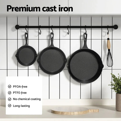 5-star chef Non Stick Frying Pan Cast Iron 3PCS - Mekamart Australia