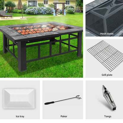 Grillz Fire Pit BBQ Grill Ice Bucket 3-In-1 Table - Mekamart Australia