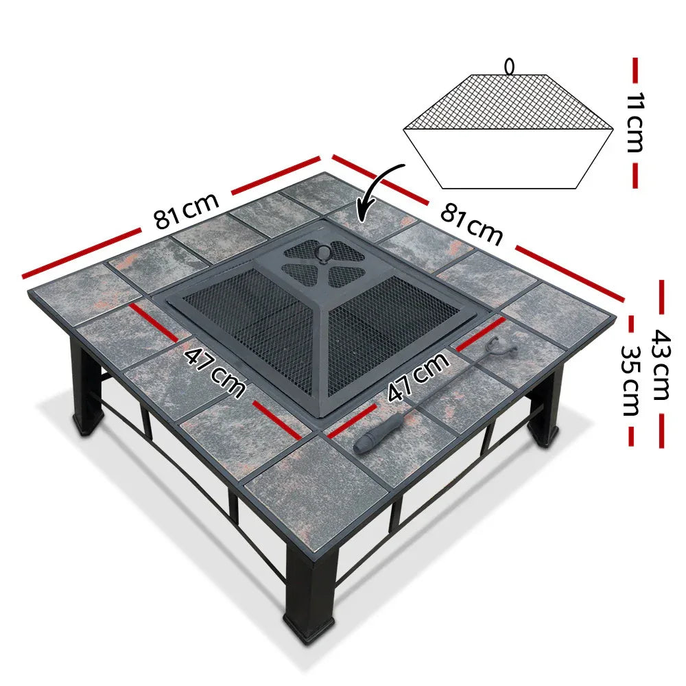 Grillz Fire Pit BBQ Grill Ice Bucket 4-In-1 Table - Mekamart Australia
