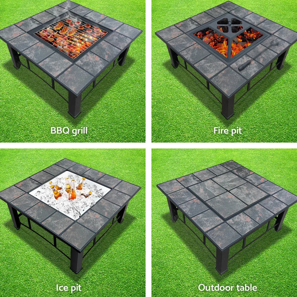 Grillz Fire Pit BBQ Grill Ice Bucket 4-In-1 Table - Mekamart Australia