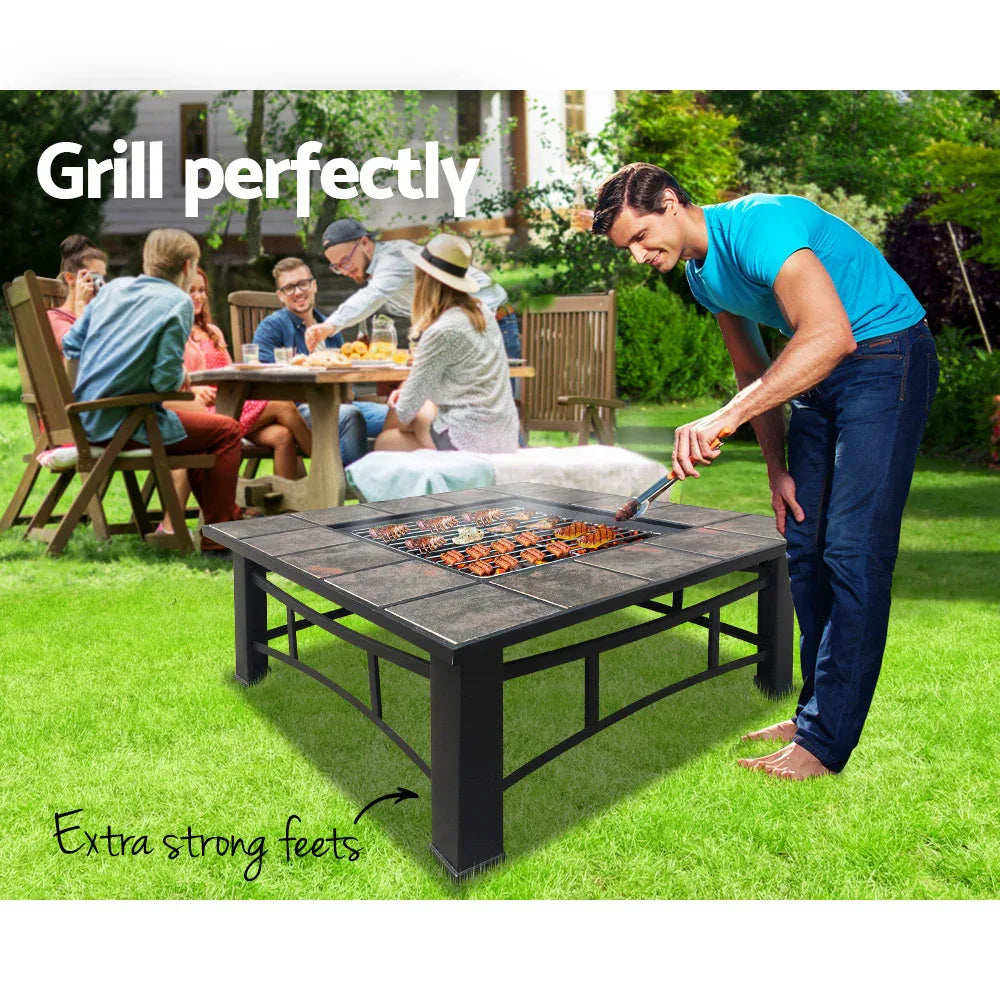 Grillz Fire Pit BBQ Grill Ice Bucket 4-In-1 Table - Mekamart Australia