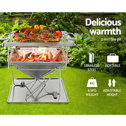 Grillz Fire Pit BBQ Grill with Carry Bag Camping - Mekamart Australia