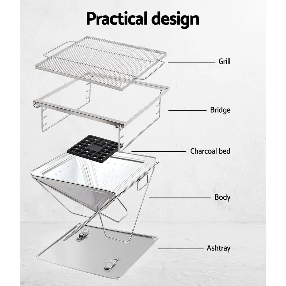 Grillz Fire Pit BBQ Grill with Carry Bag Camping - Mekamart Australia
