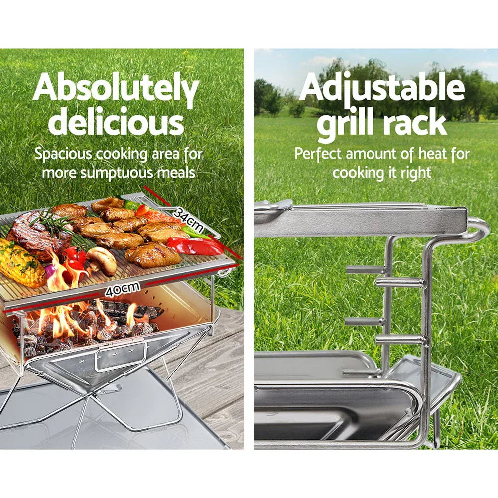 Grillz Fire Pit BBQ Grill with Carry Bag Camping - Mekamart Australia