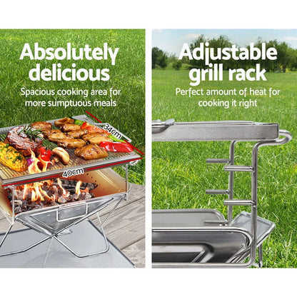 Grillz Fire Pit BBQ Grill with Carry Bag Camping - Mekamart Australia