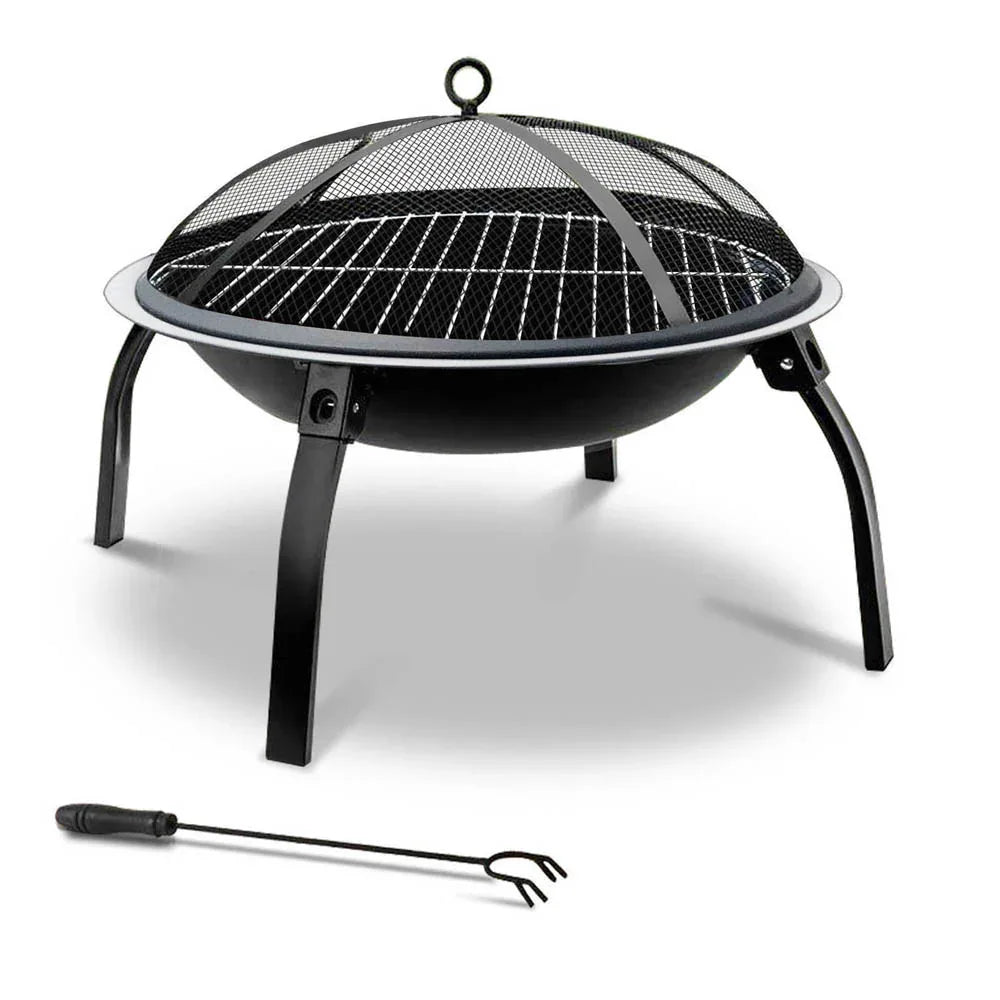 Fire Pit BBQ Charcoal Smoker Portable Outdoor Camping Pits Patio Fireplace 22" - Mekamart Australia
