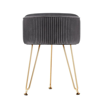 Artiss Ottoman Foot Stool Vanity Velvet Round Grey - Mekamart Australia