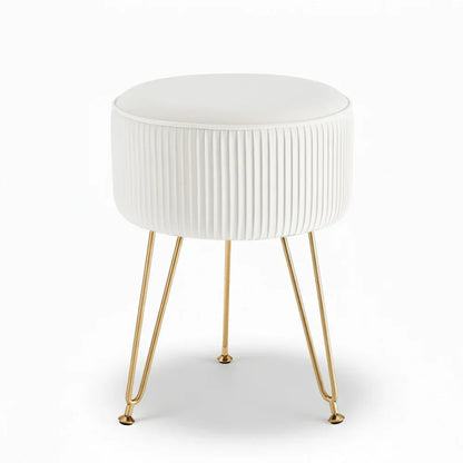 Artiss Ottoman Foot Stool Vanity Velvet Round White - Mekamart Australia