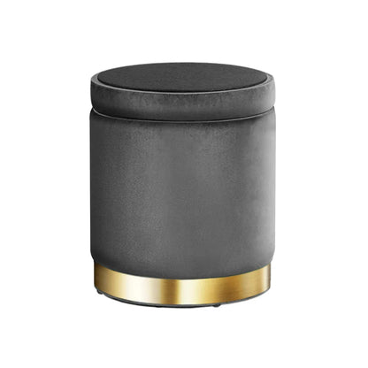Artiss Ottoman Storage Foot Stool Round Velvet Charcoal - Mekamart Australia