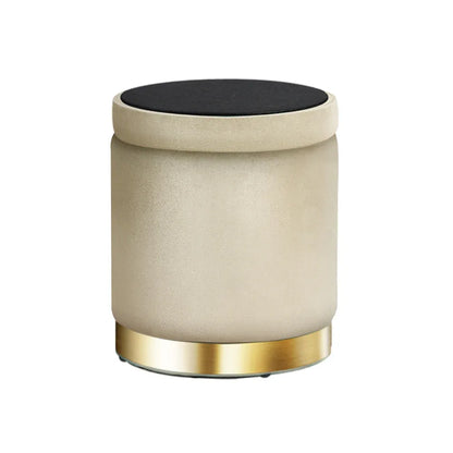 Artiss Ottoman Storage Foot Stool Round Velvet Cream - Mekamart Australia