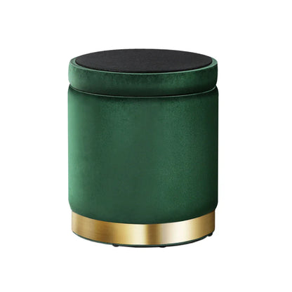 Artiss Ottoman Storage Foot Stool Round Velvet Green - Mekamart Australia
