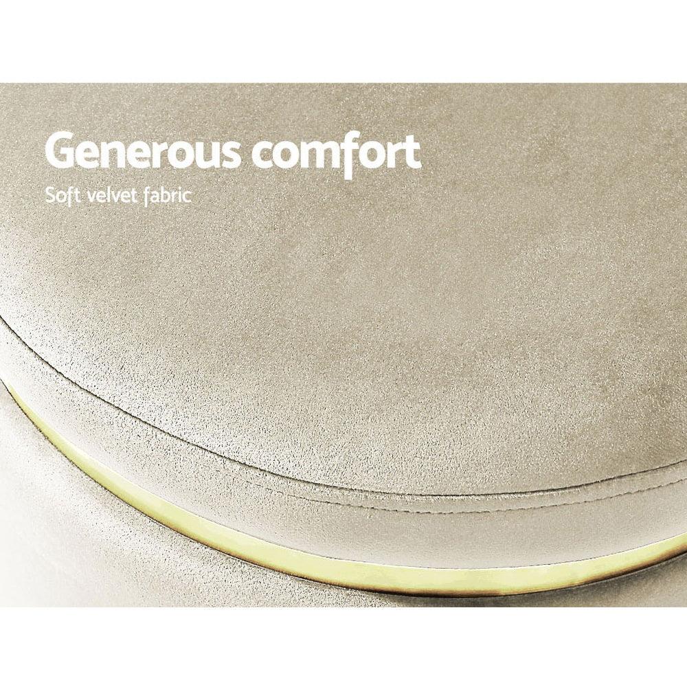 Artiss Ottoman Foot Stool Round Velvet Cream - Mekamart Australia