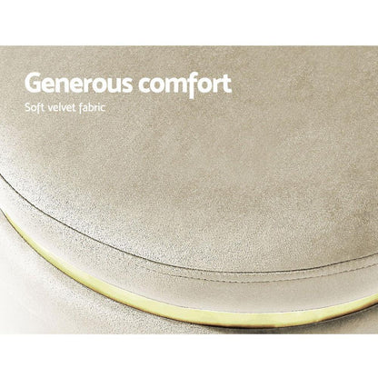 Artiss Ottoman Foot Stool Round Velvet Cream - Mekamart Australia