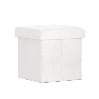 Artiss Ottoman Storage Foot Stool Vanity Square Teddy - Mekamart Australia