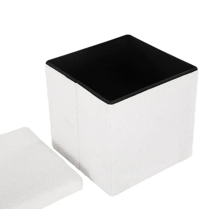 Artiss Ottoman Storage Foot Stool Vanity Square Teddy - Mekamart Australia