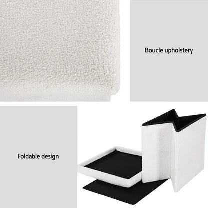 Artiss Ottoman Storage Foot Stool Vanity Square Teddy - Mekamart Australia