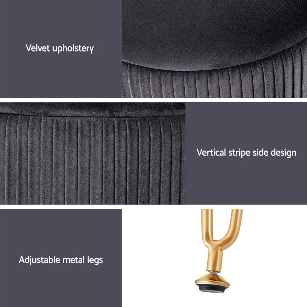 Artiss Ottoman Storage Foot Stool Vanity Velvet Round Grey - Mekamart Australia