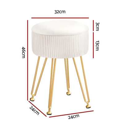 Artiss Ottoman Storage Foot Stool Vanity Velvet Round White - Mekamart Australia