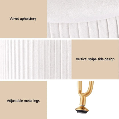 Artiss Ottoman Storage Foot Stool Vanity Velvet Round White - Mekamart Australia