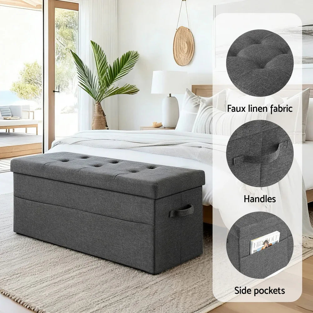 Artiss Storage Ottoman Foot Stool Rest Foldable - Mekamart Australia