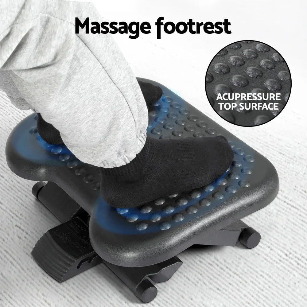 Artiss Foot Rest Stool Office Under Desk Angle Adjustable Footrest Massage Black - Mekamart Australia