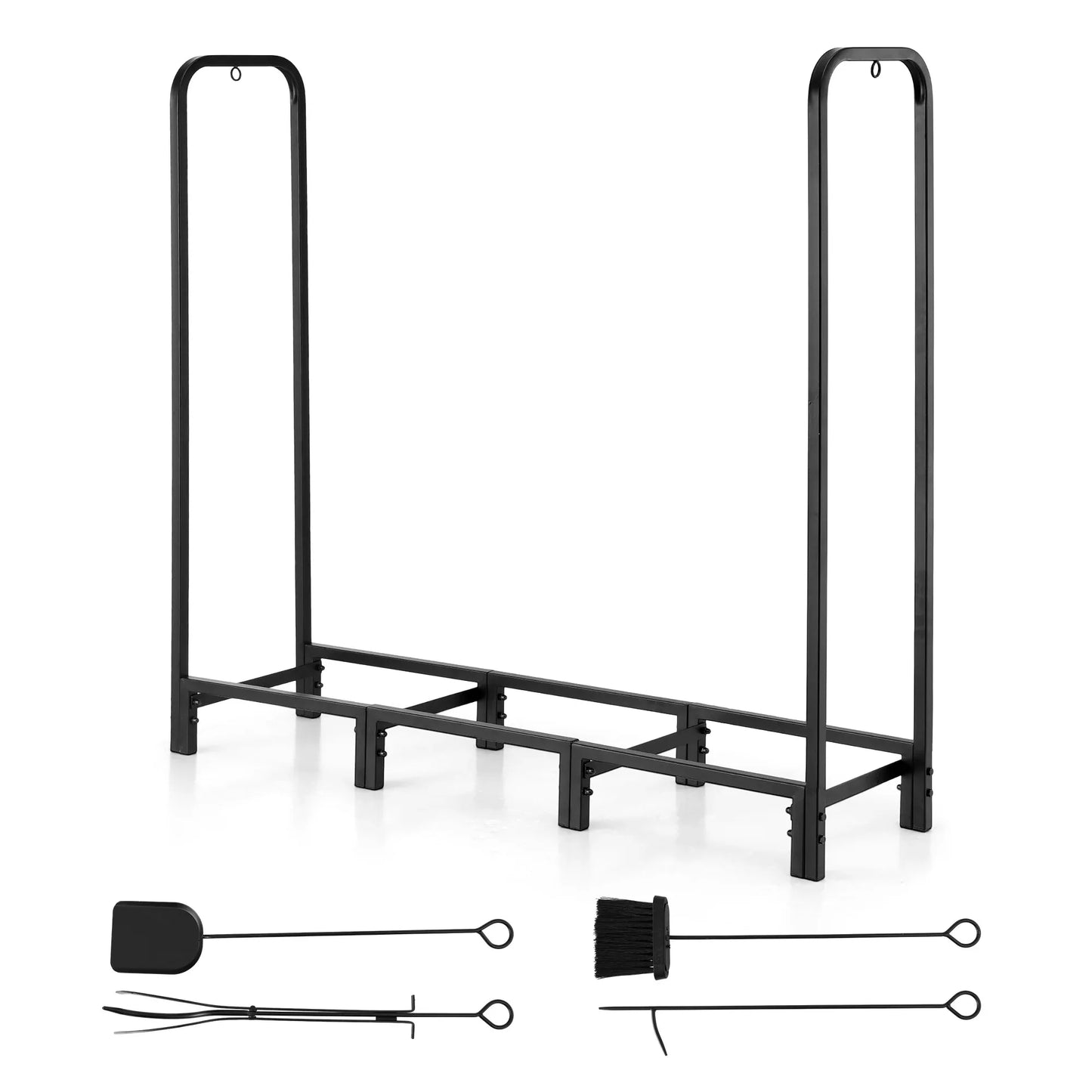 Gardeon Firewood Rack 120cm Wood Rack 3 Sizes Firewood Storage with Tools Black - Mekamart Australia
