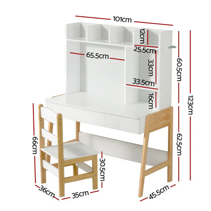 Keezi 2PCS Kids Table and Chairs Set Study Activity Toys Storage Desk Drawer - Mekamart Australia