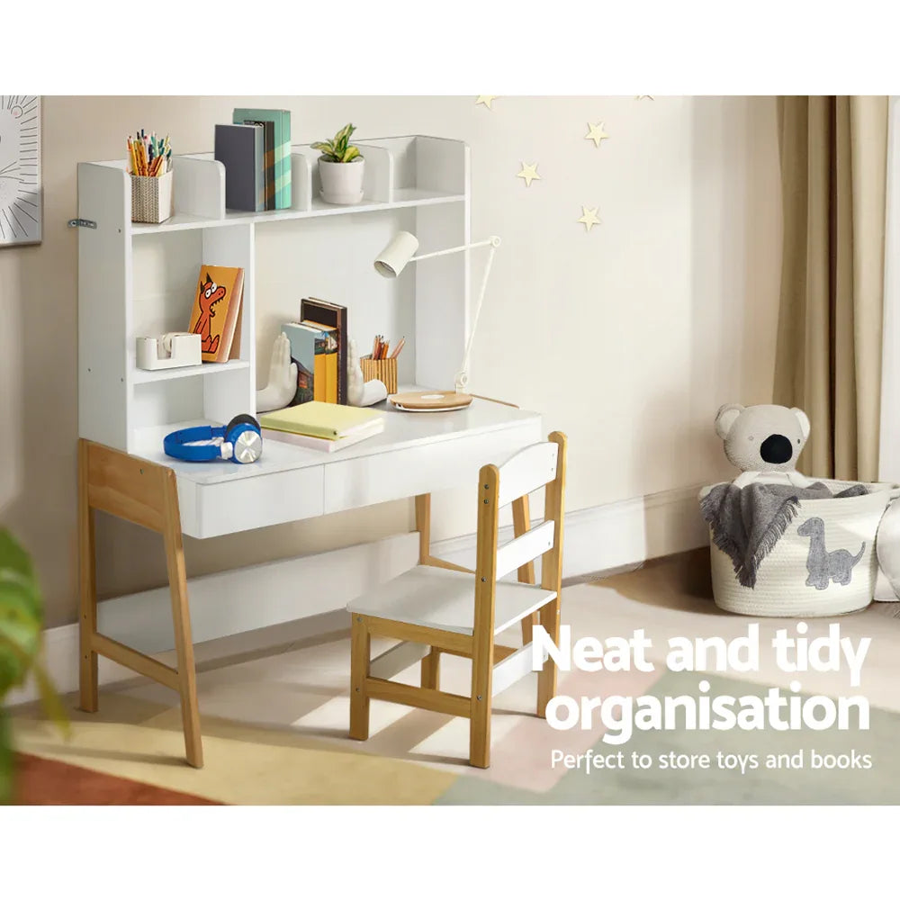 Keezi 2PCS Kids Table and Chairs Set Study Activity Toys Storage Desk Drawer - Mekamart Australia