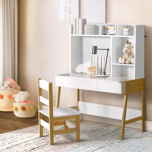Keezi 2PCS Kids Table and Chairs Set Study Activity Toys Storage Desk Drawer - Mekamart Australia