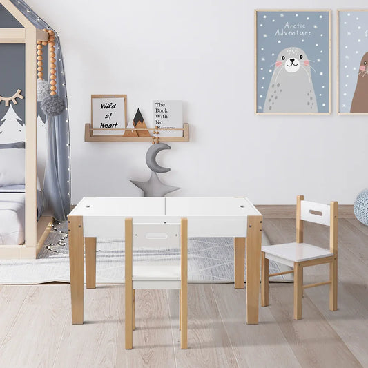 Keezi 3PCS Kids Table and Chairs Set Storage Toys Play Activity Desk Chalkboard - Mekamart Australia
