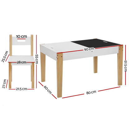 Keezi 3PCS Kids Table and Chairs Set Storage Toys Play Activity Desk Chalkboard - Mekamart Australia