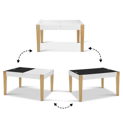 Keezi 3PCS Kids Table and Chairs Set Storage Toys Play Activity Desk Chalkboard - Mekamart Australia