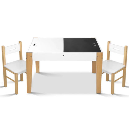 Keezi 3PCS Kids Table and Chairs Set Storage Toys Play Activity Desk Chalkboard - Mekamart Australia