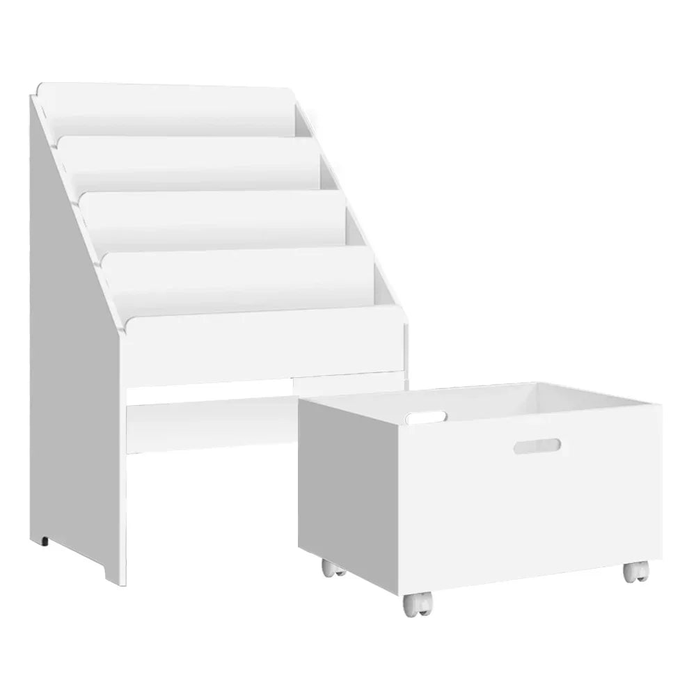 Keezi 4 Tiers Kids Bookshelf Storage Organiser Children Bookcase Drawers Display - Mekamart Australia