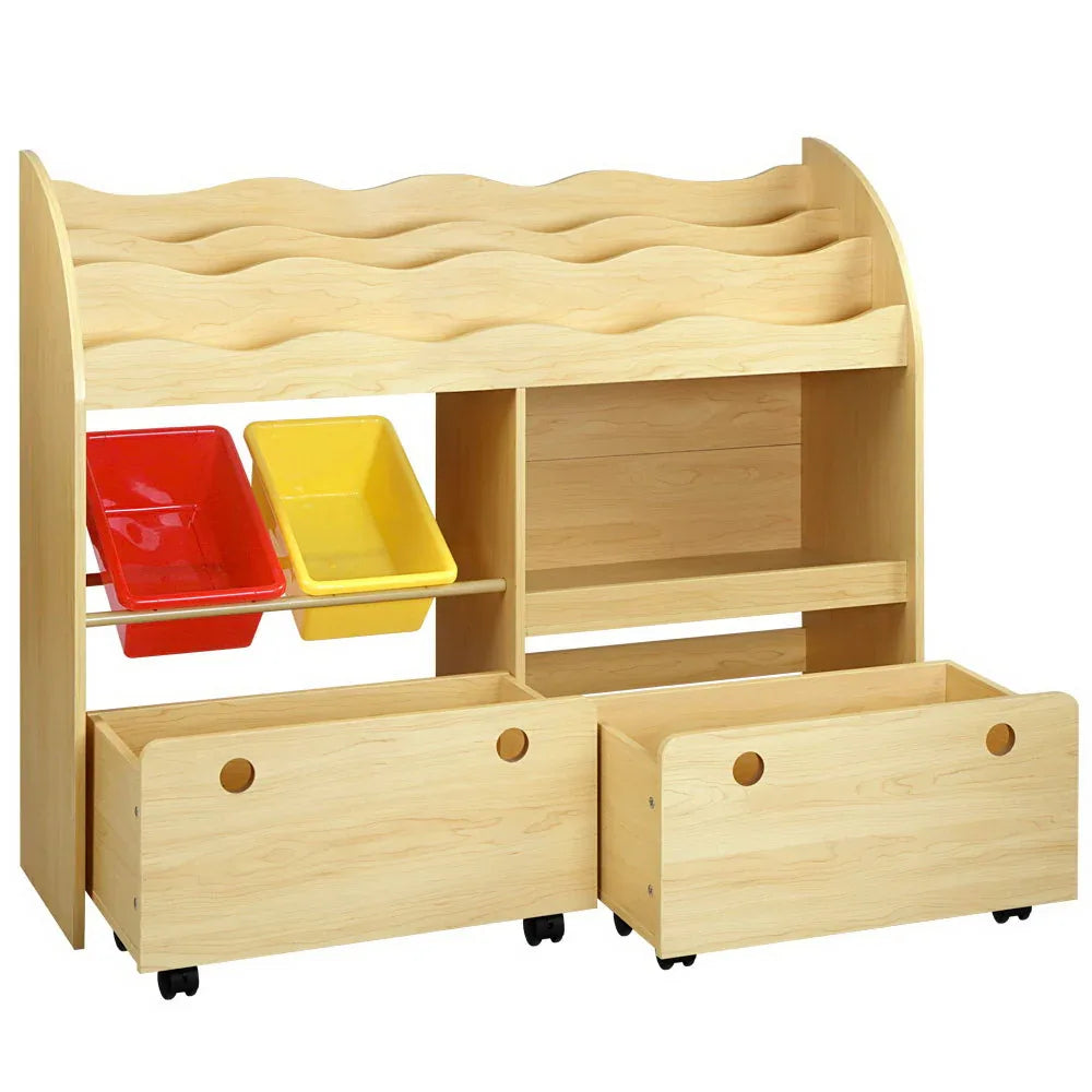 Keezi 3 Tiers Kids Bookshelf Storage Children Bookcase Toy Box Organiser Display - Mekamart Australia