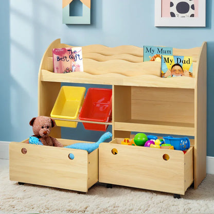 Keezi 3 Tiers Kids Bookshelf Storage Children Bookcase Toy Box Organiser Display - Mekamart Australia
