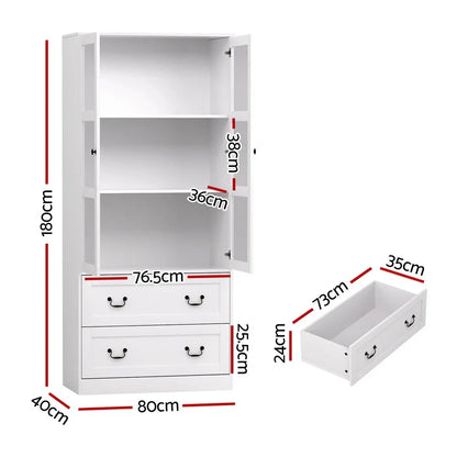 Artiss Buffet Sideboard 180cm Hutch Storage Cabinet Kitchen Drawer Door White - Mekamart Australia