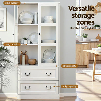 Artiss Buffet Sideboard 180cm Hutch Storage Cabinet Kitchen Drawer Door White - Mekamart Australia