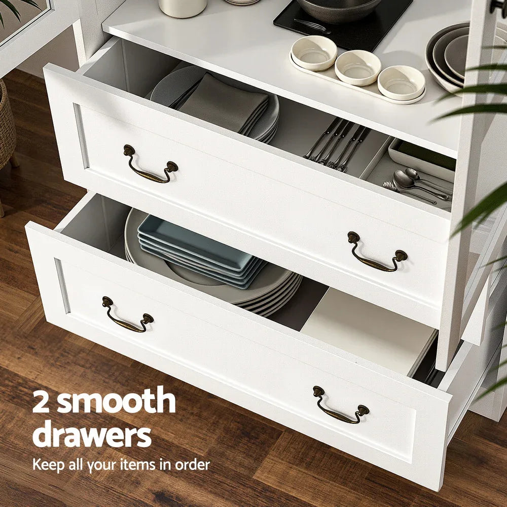 Artiss Buffet Sideboard 180cm Hutch Storage Cabinet Kitchen Drawer Door White - Mekamart Australia